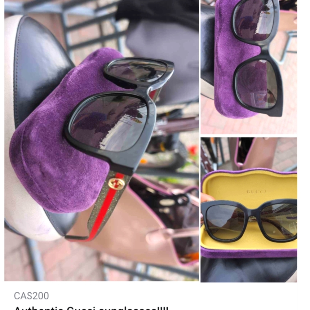 Gucci Black Sunglasses with Red & Green Stripe